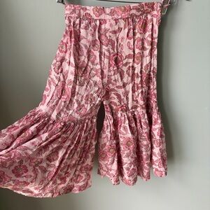 Utsa Kids Girls Flower Wide Leg Pants Size 7 - 8 Bell bottom‎ Pink Western Chic